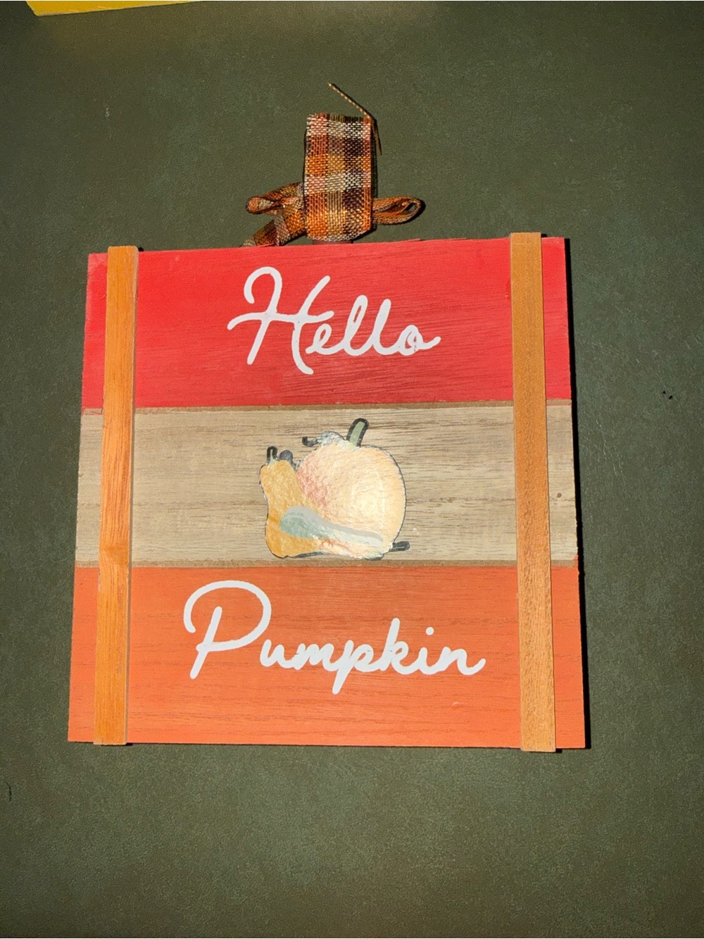 GIVEAWAY- Hello Pumpkin Fall Wall Sign - Orange Red Pumpkin Decor